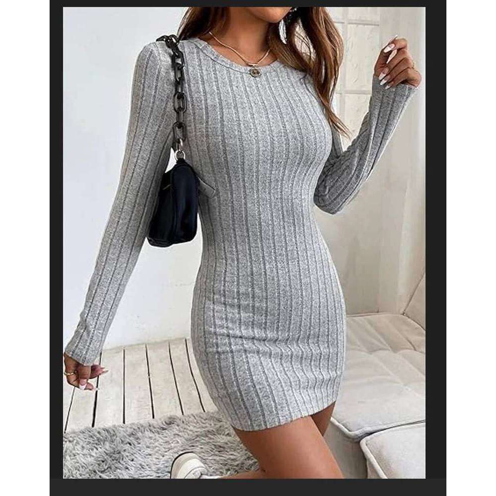 Europe and the United States va voom knitted pit ladies solid color hip dress women. Z260311