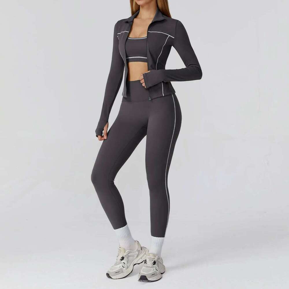 Set 2/3PCS Sports Outfits Women Clothes Fitness Tracksuit Gym Legging Workout Long Sleeved Female Bra Yoga Suit Sportswear 26H0311
