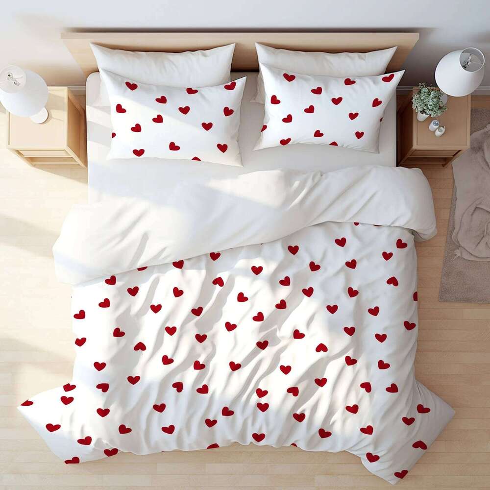 Simple Heart Duvet Cover Pillowcase Nordic Style Valentine's Day Couple Gift Boys Girls Custom Made Bedding Set No Bed Sheet H260311