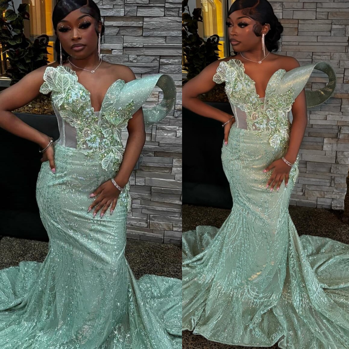 2K26 Sage Prom Dress 2026 Mermaid Prom Dress Sweetheart Appliques Flowers Sequined Evening Dresses Birthday Party Formal Receiption Gowns Dresses ZJ014