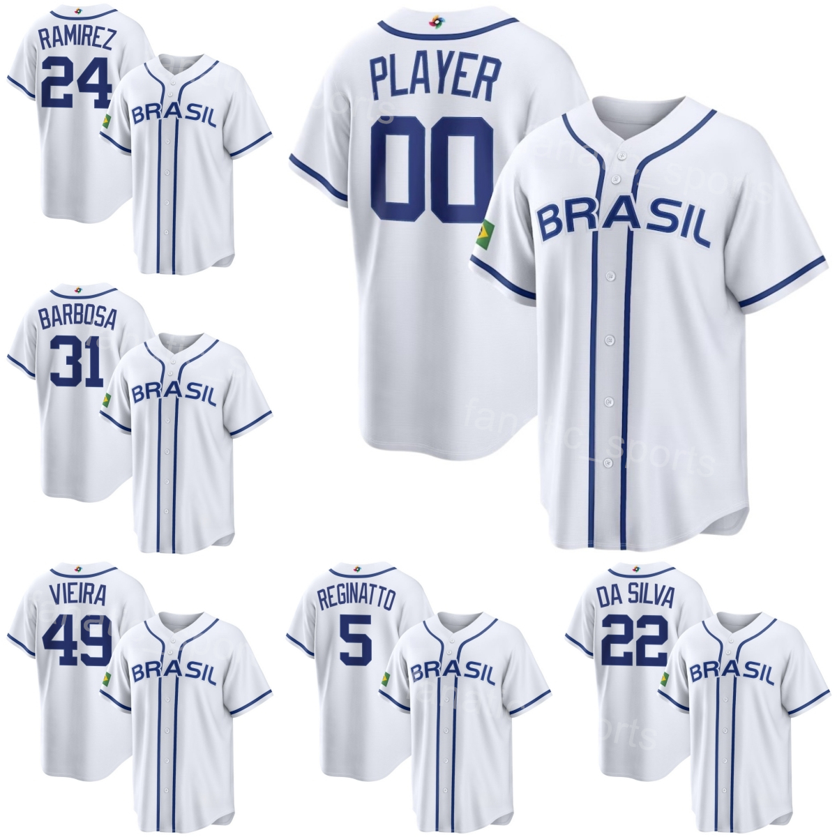 National 2026 Brazil World Baseball Classic 31 Gabriel Barbosa Jersey Man Woman Kid WBC 49 Thyago Vieira 18 Enzo Sawayama 1 Vitor Ito 34 Murilo Gouvea Brasil Retro
