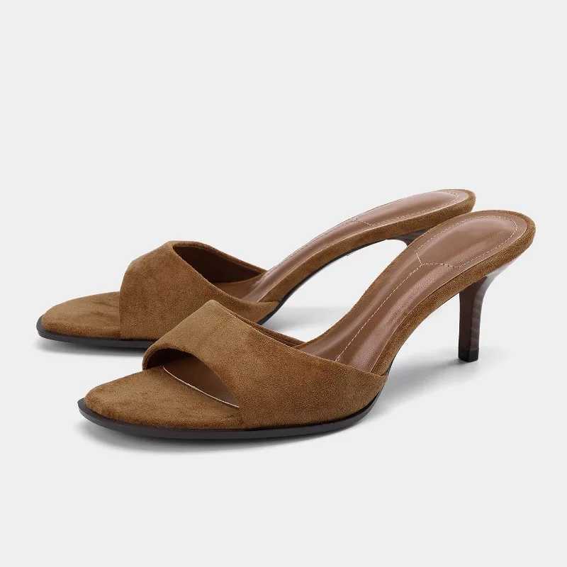 Faux Suede High Heels Modern Sandals for Women Designer Peep Toe Summer Elegant Stilettos Lady Banquet Party Shoes K260311