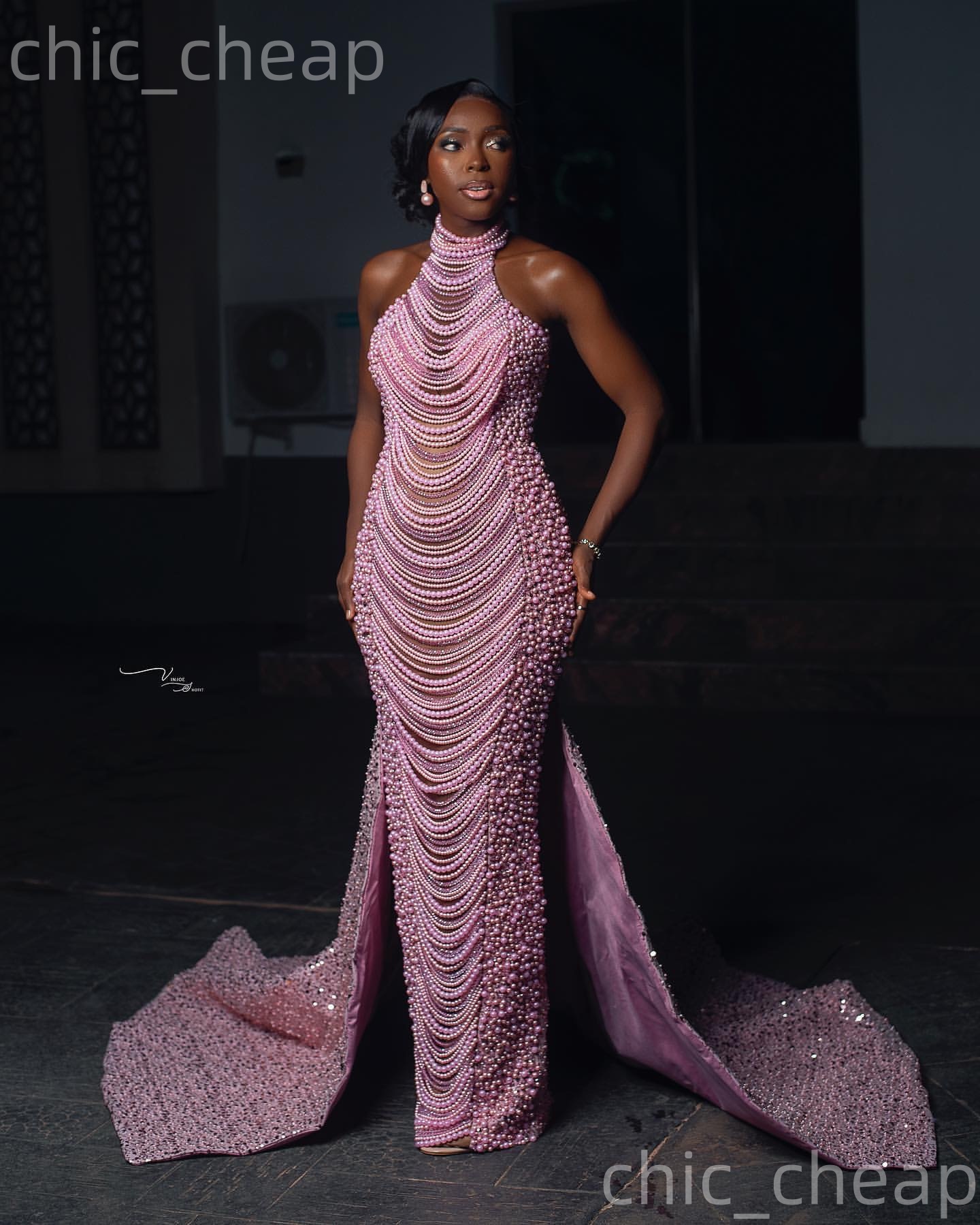 2K26 Pink Prom Dress 2026 Mermaid Prom Dress Beadings Pearls Detachable Train Evening Dresses Birthday Party Formal Receiption Gowns Dresses ZJ015 - view 6