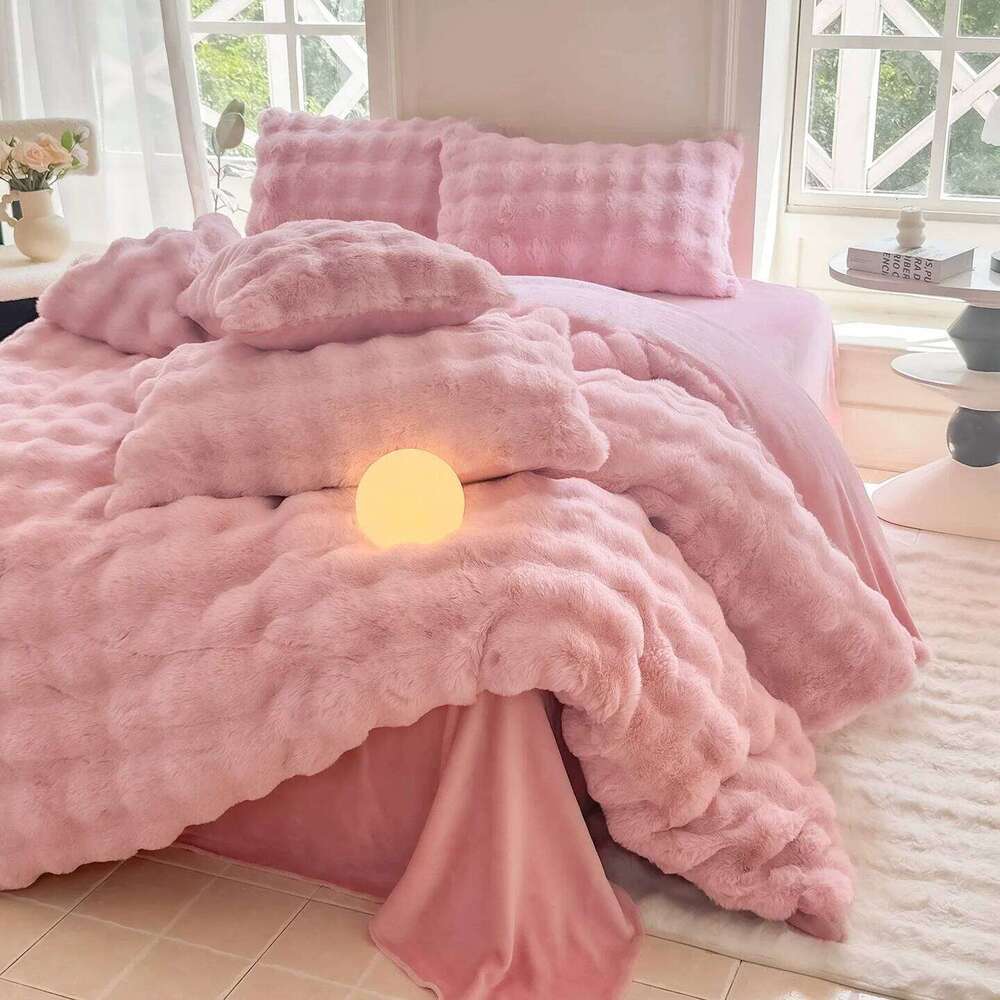 2026 Solid Color Plush Duvet Cover Soft Breathable Bedding Set Washable Highquality Stitching for Fall and Winter Funda Nrdica H260311