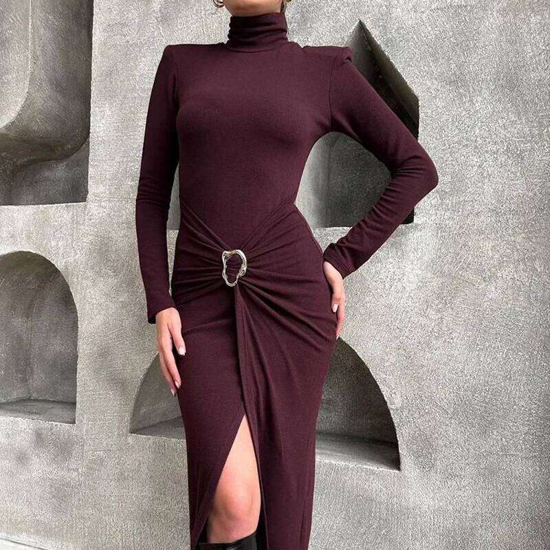 Dresses for New Long Sleeve Turtleneck Slim Sexy Black Package Hip Dress Women Vestidos De Verano Mujer Z260311