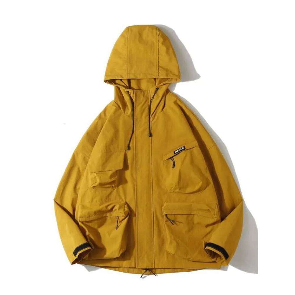 Multi Pocket Hooded Cargo Men Women Japanese Harajuku Casual Windbreak Jacket Outdoor Spring Autumn Fashion Couple Coats 26H0311