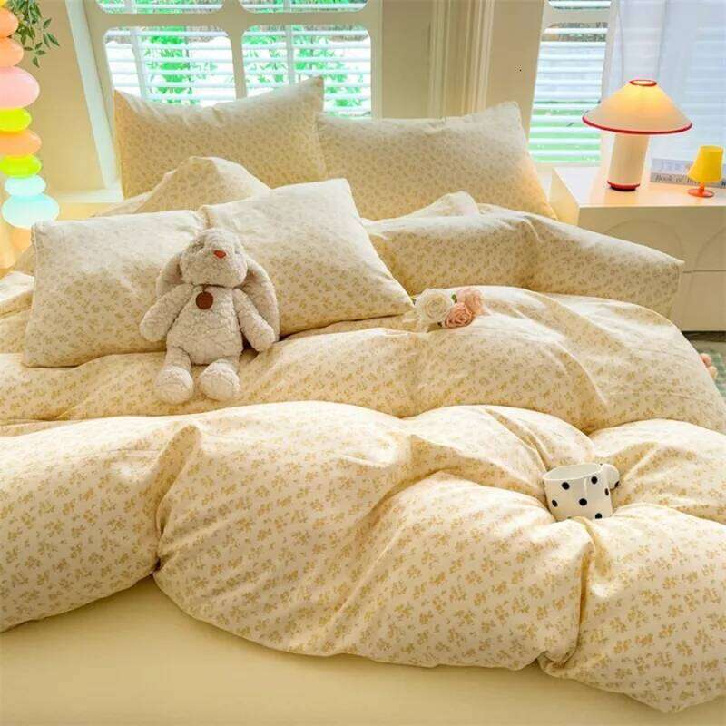 2025 New Four Seasons Available Small Floral Skin friendly Wash Cotton Bed Sheet Three Piece Set for Student Dormitory Use H260311