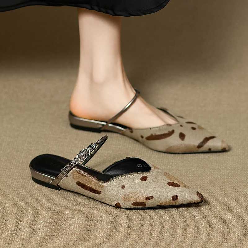 Pointed Toe Women Flats Slippers Elegant Sandals Slingback Mules Shoes 2025 Summer Party Dress Slides New Trend Mujer De Zapatos K260311