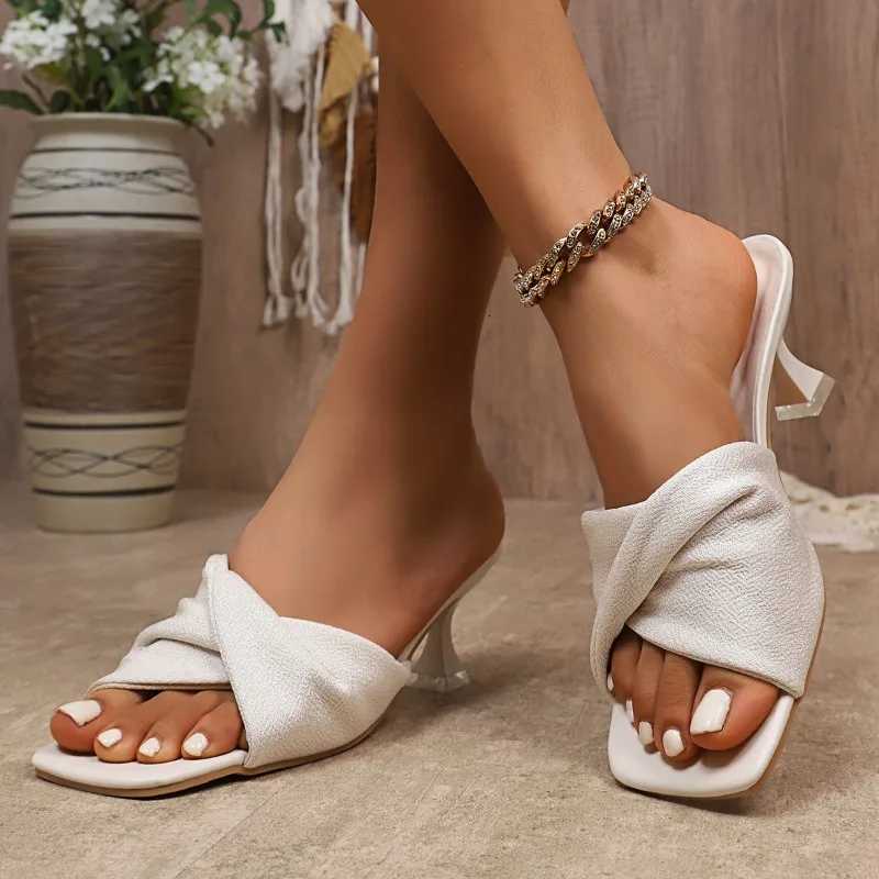 Summer 2025 High Heel Sandals Pink Womens Women Outdoor Wear Half Thin Heel Slip-On Shoes Black Sandals K260311