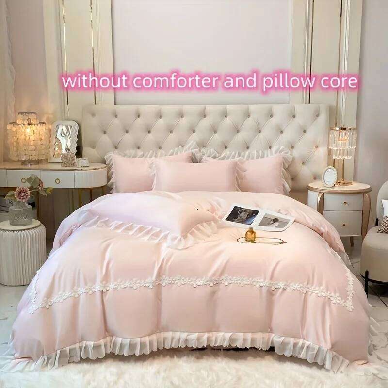 3pcs Lace Duvet Set 1*Duvet Cover + 2*Pillowcase, Without Core,lace Bedding Set,for girls Bedroom gest room H260311
