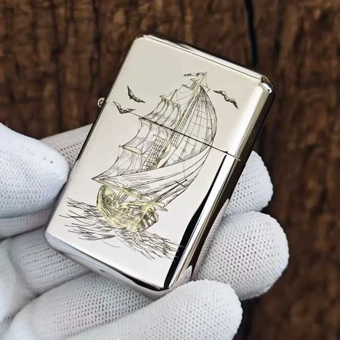 New Z790 Copper Kerosene Lighter Peony Double-sided EnGRAVed Kerosene Lighter Third Generation N260311