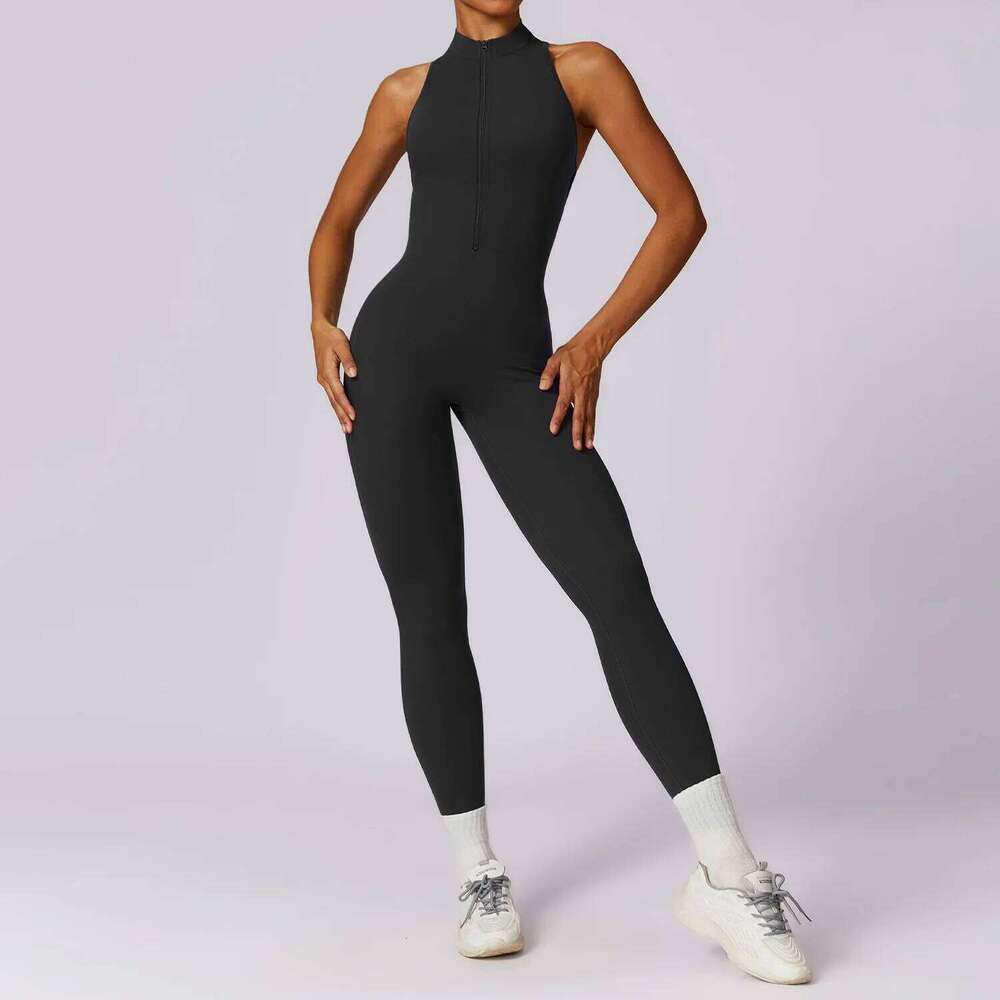 Zipper Jumpsuit Fitness Sports Overalls Gym Clothing Set Yoga Wear Pilates Workout Clothes Women Outfit Push Up Activewear 26H0311