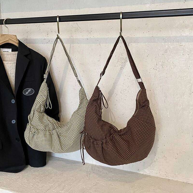 Nylon Plaid Fashion Crossbody Casual Large Capacity Commuting 2025 Hot Sale Bags Versatile Women's Handbags XJ260311