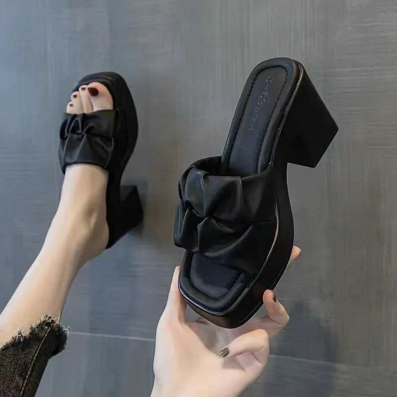 Summer High-heeled Casual Women Fish Mouth Shoes Ladies Shoes on Sale Fashion New Square Toe Anti-wrinkle Womens K260311