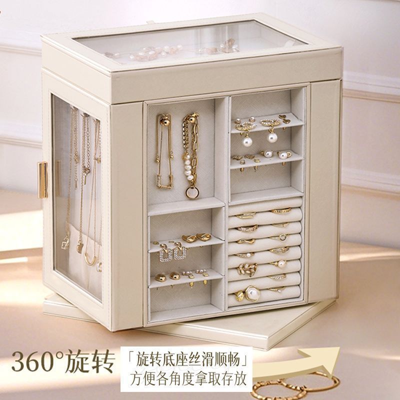 2025 Direct Jewelry Box ExtraLarge MultiLayer Rotating Light Desktop Accessory Storage HighEnd Storage Box 251125