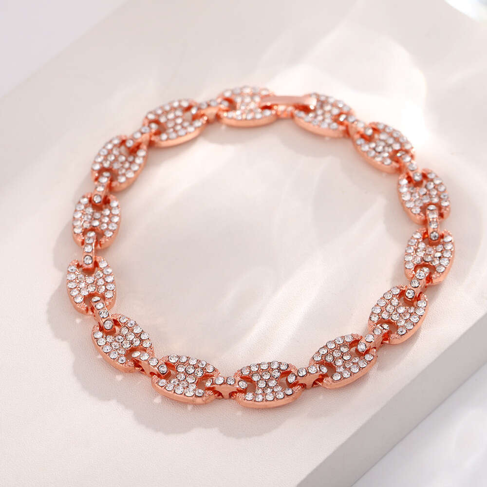 Women Jewelry Bracelets Charm Bracelets Diamond-Encrusted European American Street Hip-Hop Solid Pig Nose Personality Niche Bracelet