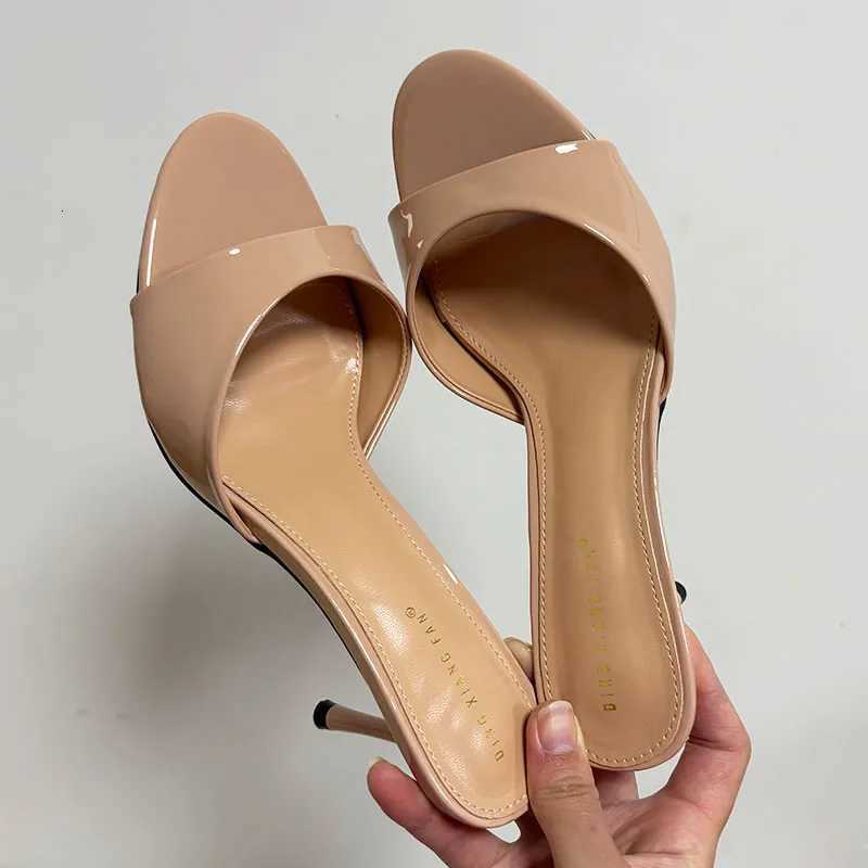 Heeled Footwear Female Slides Women Summer Spring Fashion Round Toe Ladies Thin Heels Sandals Pumps Shoes K260311