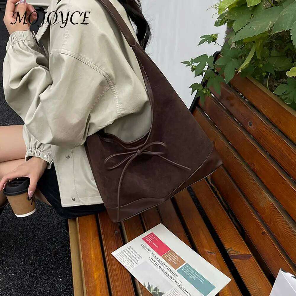 Bow Hobo Solid Colour Handbag Lightweight Slouchy Shoulder Bag for Women Travel Shopping Work XJ260311