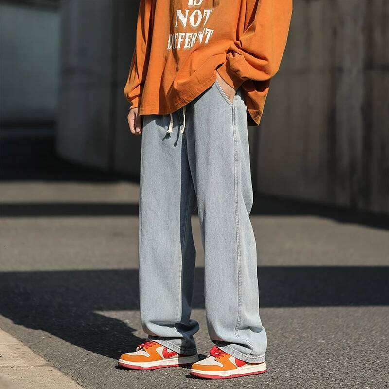 Oversized 5XL Men's Wide-leg Jeans Spring New Black Gray Fashion Baggy Streetwear Pants Casual Simple Straight Denim Trousers Z260225