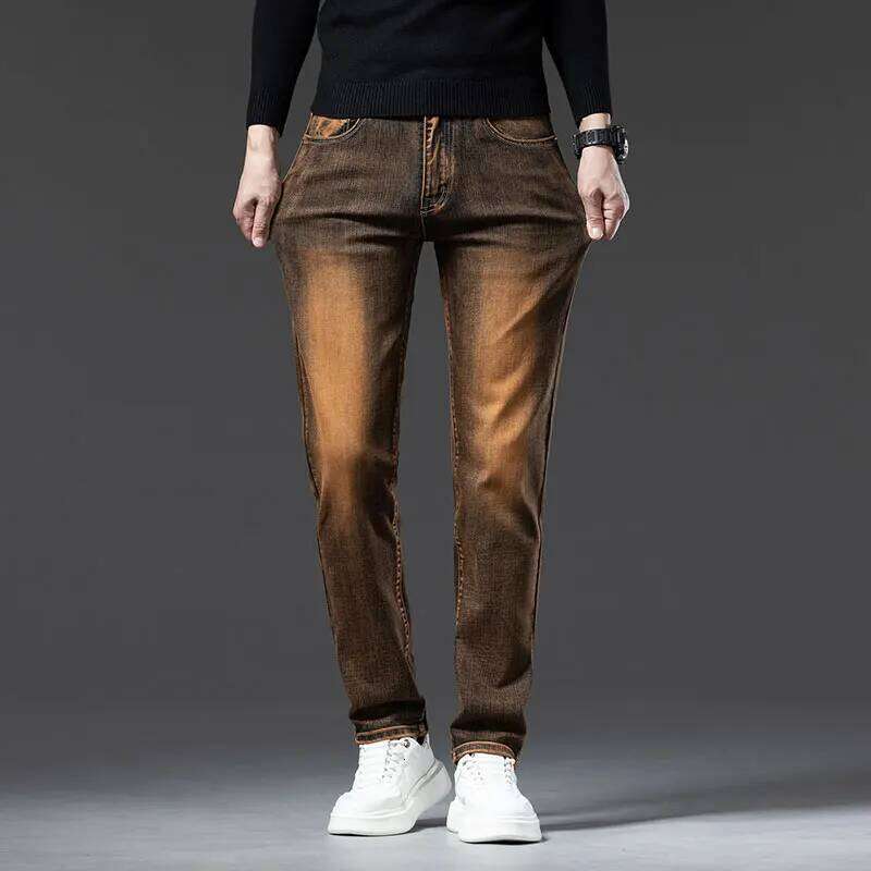 Autumn Men's Jeans High Quality Elastic Cotton Classic Business Straight Trousers Male Fashion Casual Vintage Wash Denim Pants Z260225