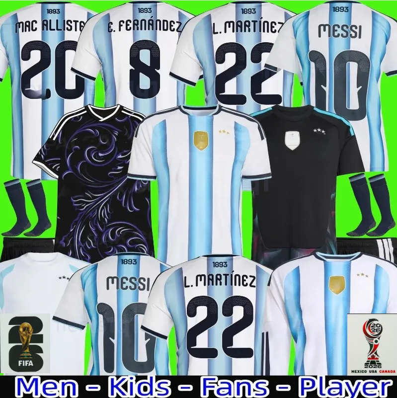 2025 2026 2027 Argentina star Soccer Jerseys MESSlS Fans Player retro 78 86 94 96 00 01 06 10 DYBALA MAC ALLISTER DI MARIA MARTINEZ DE PAUL 25 26 27 mens Kids Kit Football MS