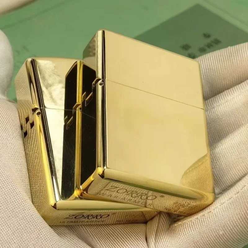 912 912S Heavy Duty Armor Brass/Titanium Windproof Kerosene Lighter 3/5 Hinged Metal Gasoline Lighter Mens Gift N260311