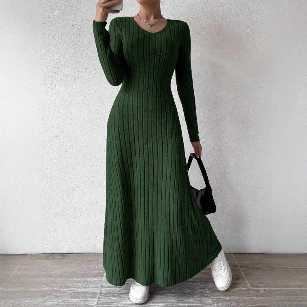 Knitted Maxi Dress Women Elegant Party Autumn Winter O Neck Long Sleeves Sexy Slim Long Dresses Casual Holiday Street Dress Robe M260311