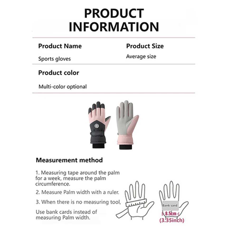 GTUBIKE 1 Pair Winter Unisex Snowboard Ski Gloves Non-slip Touch Screen Waterproof Motorcycle Cycling Fleece Warm Snow Gloves M260311