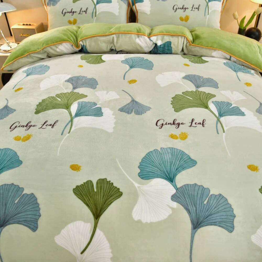 Winter Warm Milk Velvet Four Piece Set Thickened Duvet Double-sided Fleece Quilt Cover Bed Skirt Pillowcase Bedding Sets H260311