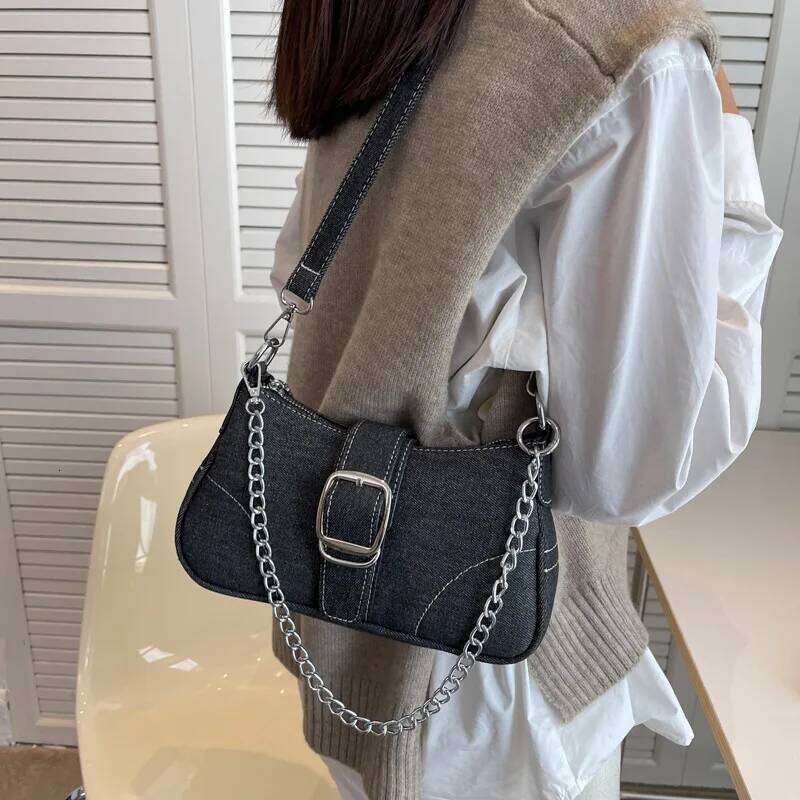 Denim Shoulder Chain Jeans Bags Fashion Trend Ladies Messenger Bag HighQuality Underarm Purse Handbag Retro Women's Handbags XJ260311