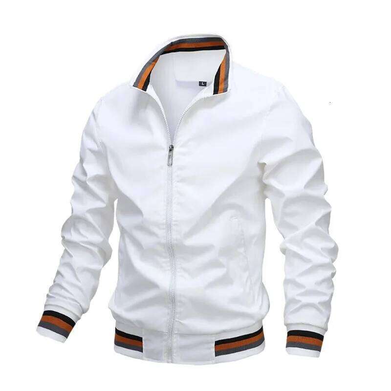 Mens Windbreaker White Casual Jacket Fashion Outdoor Waterproof Sports Coat Spring Summer Bomber jacket Men Clothing 26H0311