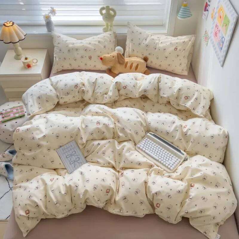 2025 new class A knitted cotton four-piece set, small fresh quilt cover, bed sheet floral dormitory three-piece set H260311