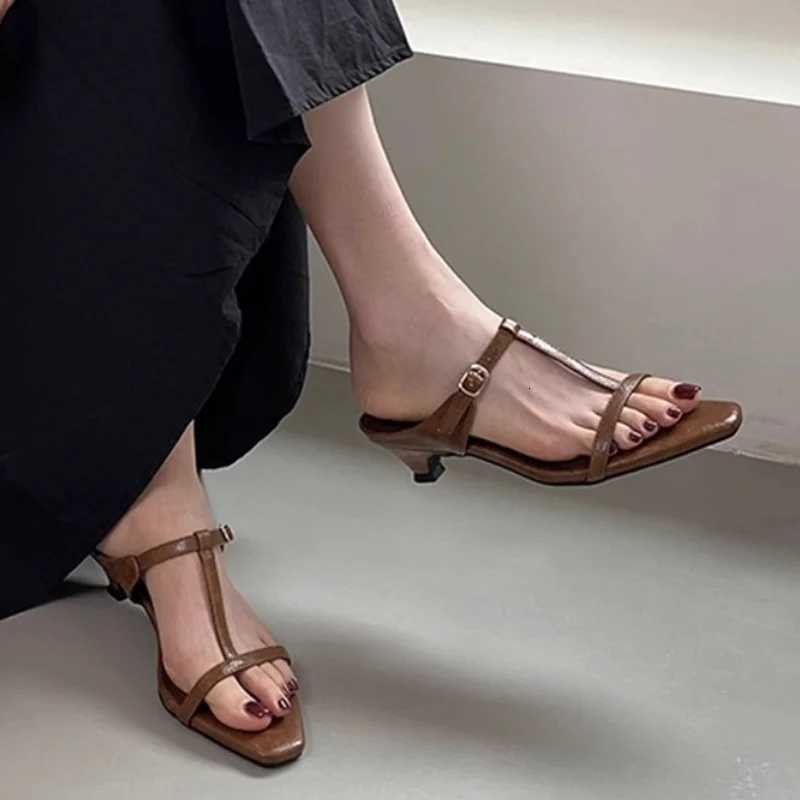 Women High Heels Slippers Square Toe Shoes Sexy Sandals 2025 Summer Open Toe Beach Dress Shoes Woman Pumps Sandalias Mujer K260311