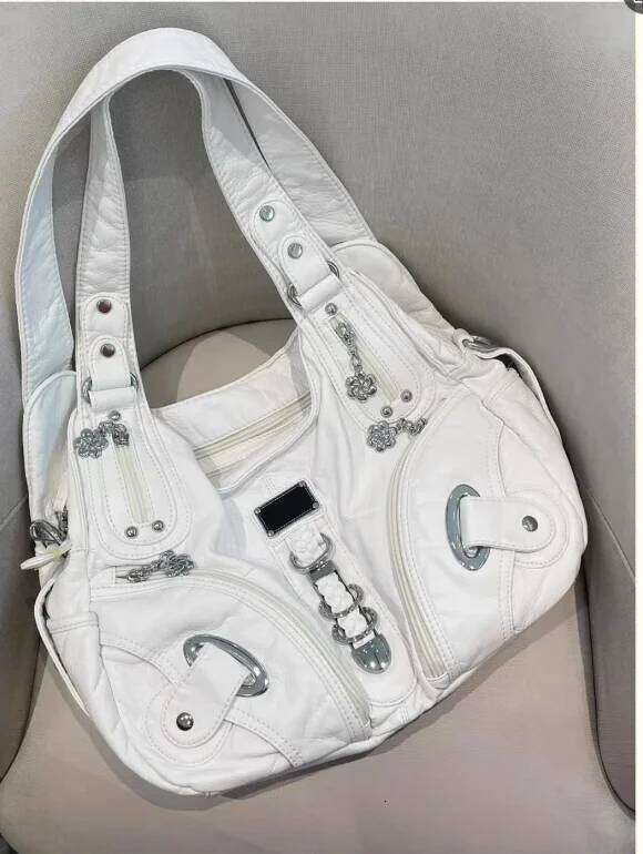 JIAERDI Vintage White Large Capacity Handbag Women High Street Leather Pocket Y2k Shoulder Bags Ladies Retro Purse Bagutte Bag XJ260311