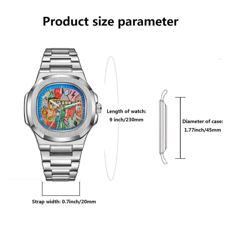 2025 New Square Men's Abstract Art Dial Trendy Retro Niche Luxury Gift Silver Black Gold Quartz Watch Street Style