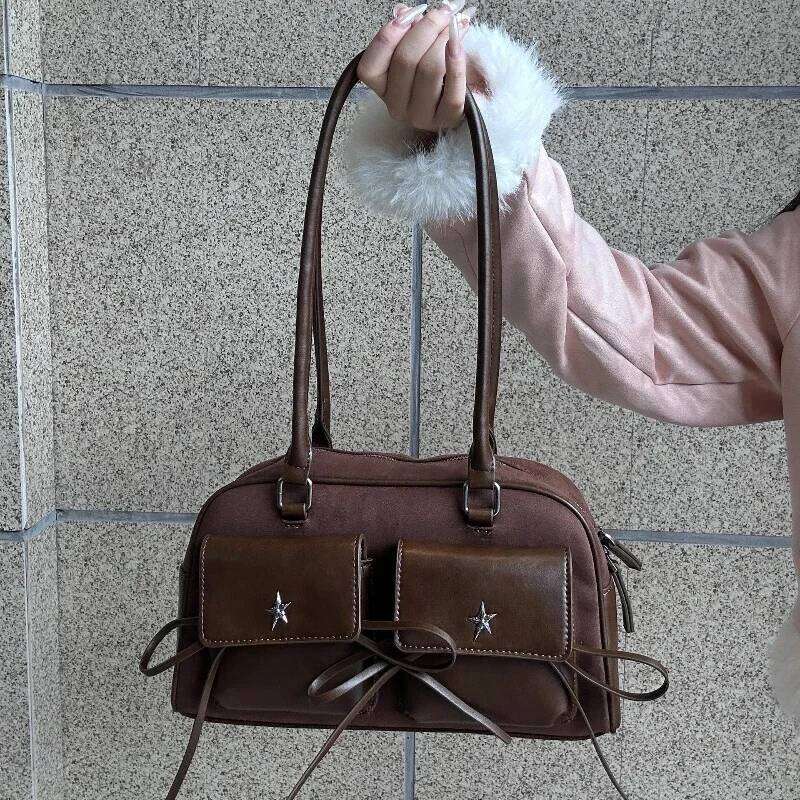 Vintage Women's Underarm Matte Pu Leather Shoulder Bag Ladies Handbags Small Flip Double Pocket Design Female Tote Purse XJ260311
