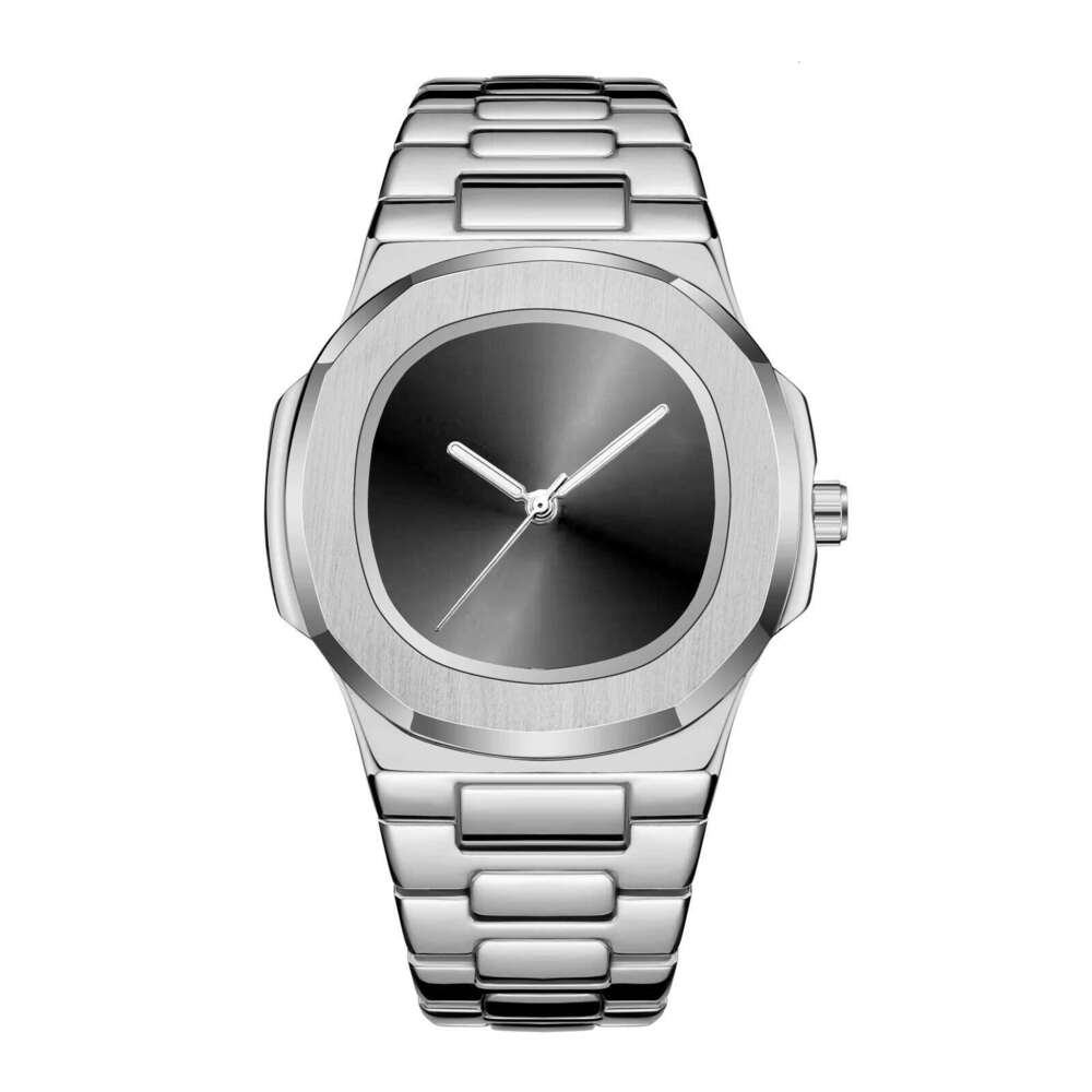 Men's Fashion Watch Plain Dial Silver Black Quartz Casual Style Classic Luminous Hand Waterproof Auto Date Clock Relogio Gifts