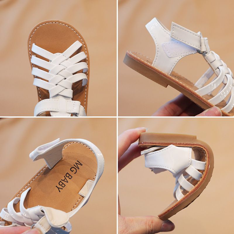 Kid Roman Sandals Woven Casual Beach Shoes Girls Comfortable Soft Sole Flat Sandals Kidszworld Student Toddler Sandals Size 21 - 30 K0743