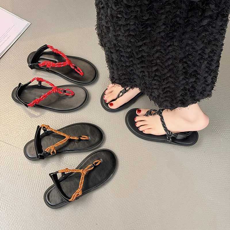 rope sandals womens casual flat shoes summer beach flat shoes 2025 new vacation flip-flops K260311