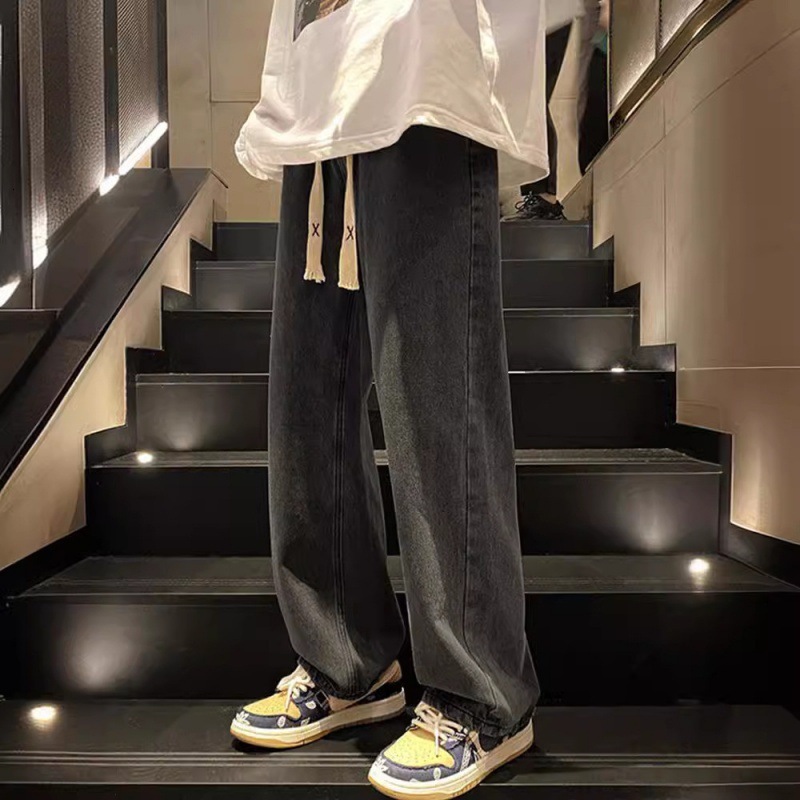 Retro Men's Jeans Spring Autumn Straight Loose Trendy Wide Leg Pants High Designer Pants Street Versatile Casual Long Pants