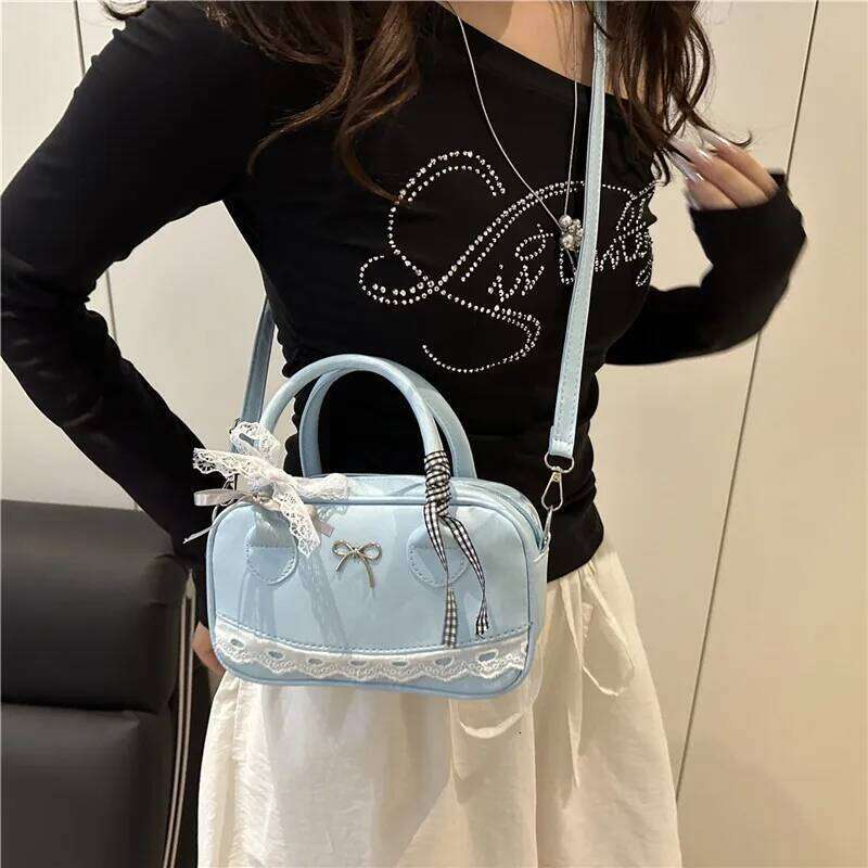 Sweet Ribbon Boston Shoulder Bags for Women Commuter Versatile Ladies Crossbody Bag Solid Color Female Pu Leather Handbags Purse XJ260311