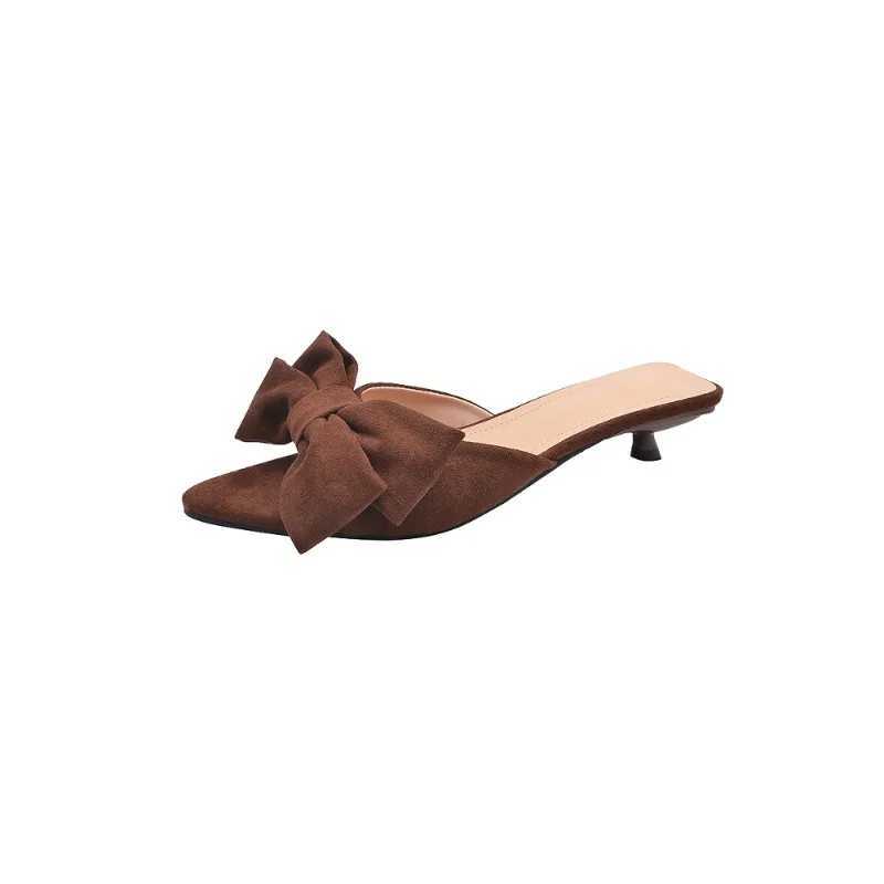 Womens Summer Butterfly-knot Low Heel Elegant Open Toe Party Dress Shoes Fashion Outdoor Ladies Slides K260311