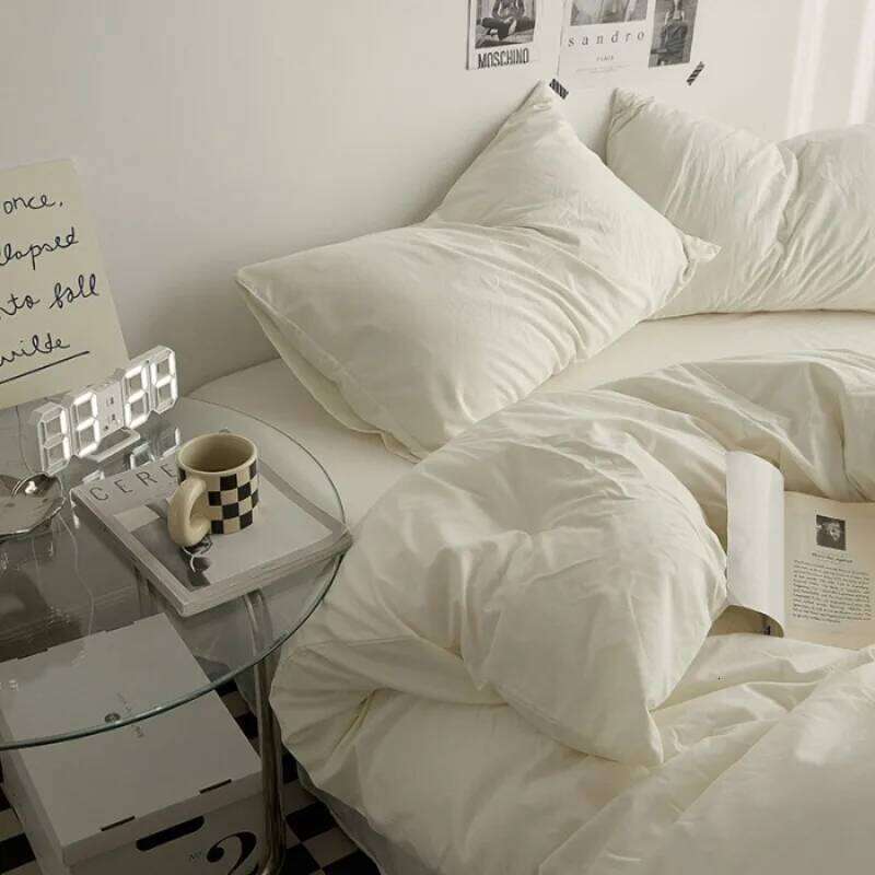 2025 Simple Skin-friendly A-class Water Wash Four-Piece Color Student Kit Pure Cotton Bed Sheet Set H260311