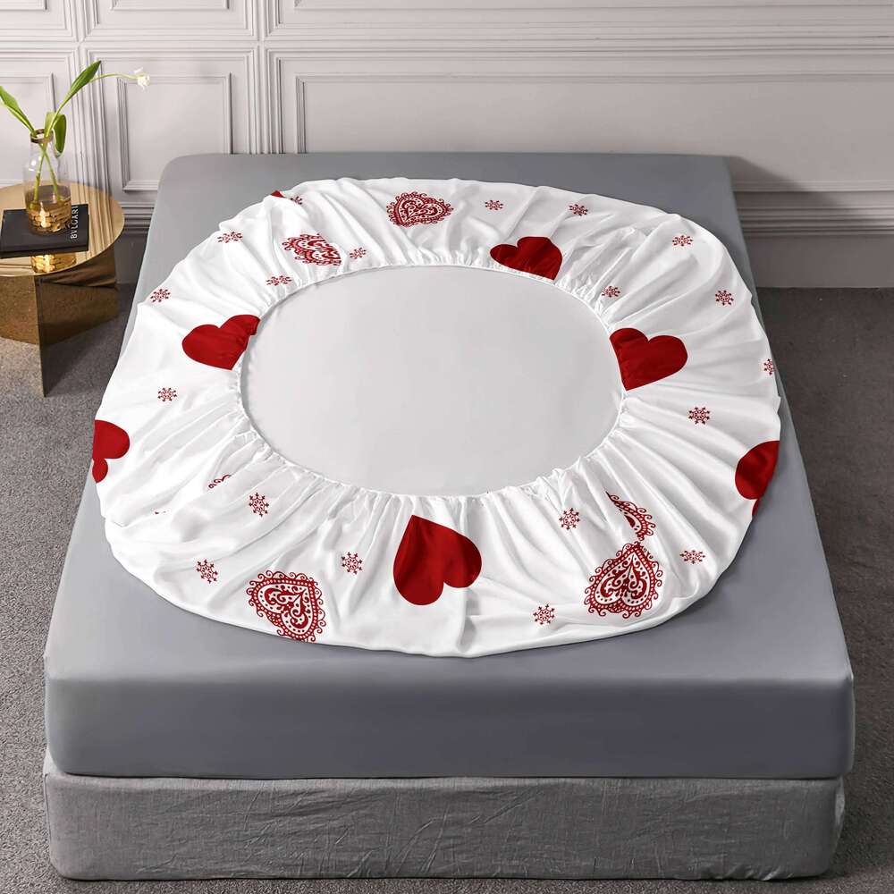 4pcs heart symbol brushed Fitted sheet+flat sheet+pillowcase set skin friendly breathable Queen Size Flat bed sheet Pillowcases H260311