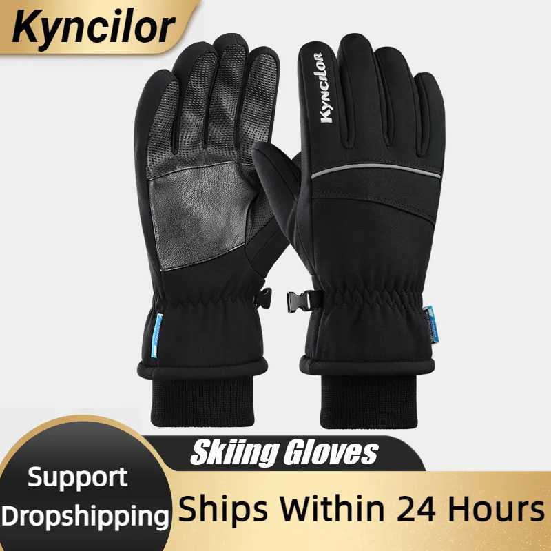 Winter Warm Mountain Snowboard Gloves Men Women Cold Snow Skiing Mittens Waterproof Snowmobile Handschoemen Black M L XL M260311