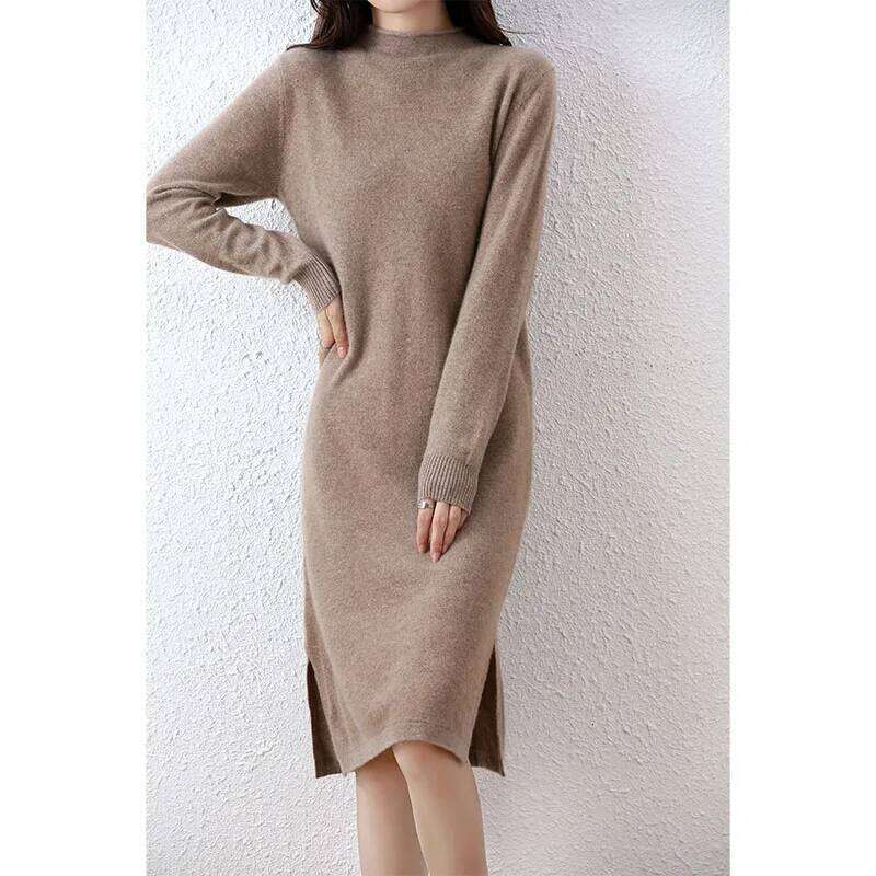 Tailor Sheep 100% Merino Wool Knitted Sweater Dress for Women Winter/Autumn O-Neck Female Dresses Long Style Jumper Girl Clothes Z260311