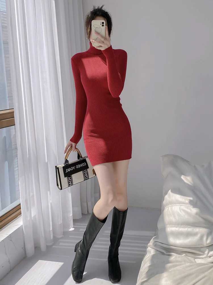 Spring Autumn Sexy Cross V-neck Wrap Hip Dresses Womens Knitted Sweater Dress Fashion Tight Short Dress LX1680 M260311