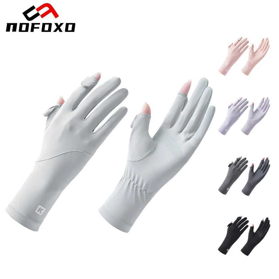 NOFOXO Summer Sun Protection Ice Silk Gloves Touchscreen Anti-Slip Thin Breathable Cool Feeling Gloves Women Sports Gloves M260311