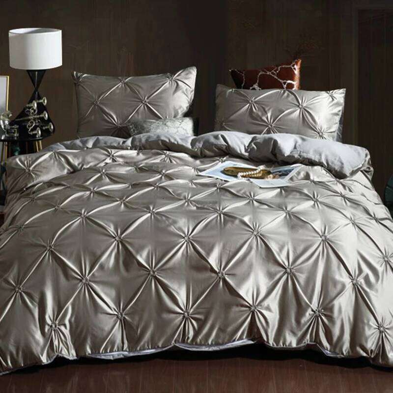 Chiffon Pinched Flower Design Duvet with Pillow Cases Fashion Polyester Bedding Set Soft Comfortable Quilt Cover 3pcs H260311