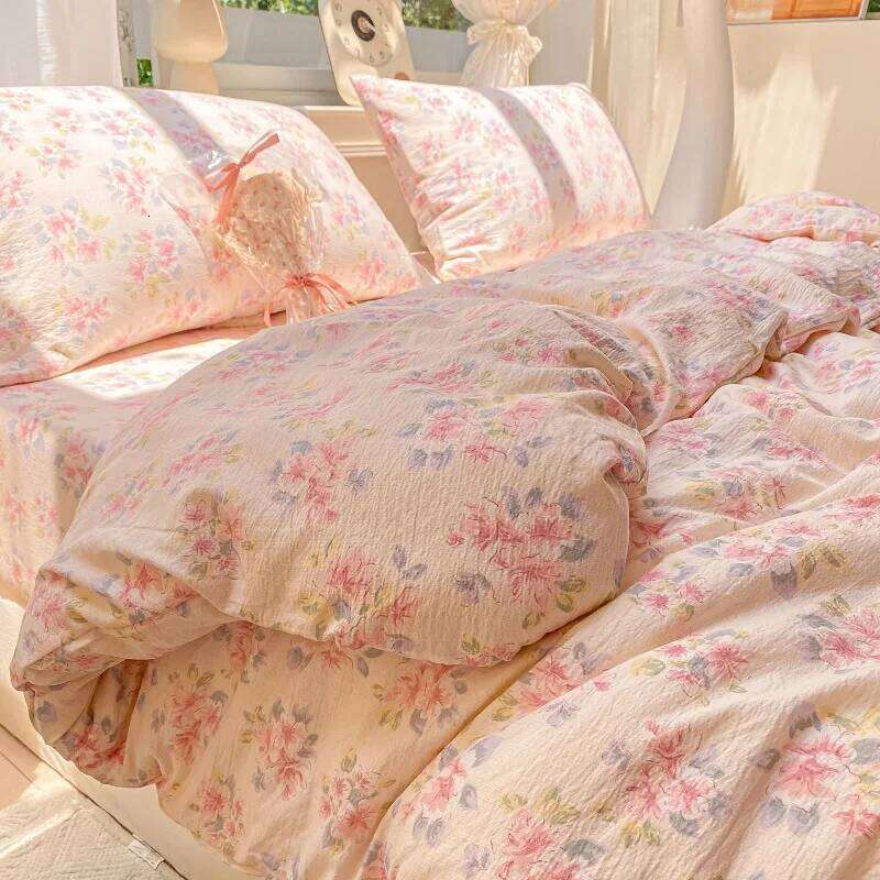 2025 new wrinkled double-layer yarn four-piece set, mattress model, cream wind class A cloud feeling super soft kapok kit H260311